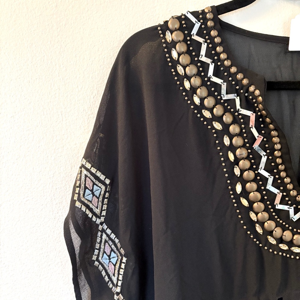 Raviya | Black Beaded Swim Coverup | Size Small - Picture 3 of 15